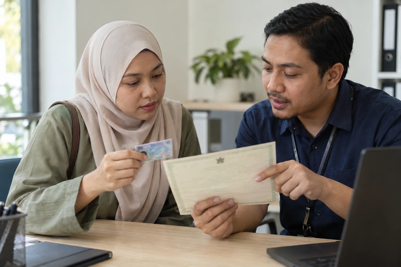 Ilustrasi semakan tarikh lahir pada dokumen